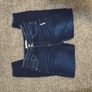 KanCan High Rise Blue Jeans with Stretch and Tapered Legs
